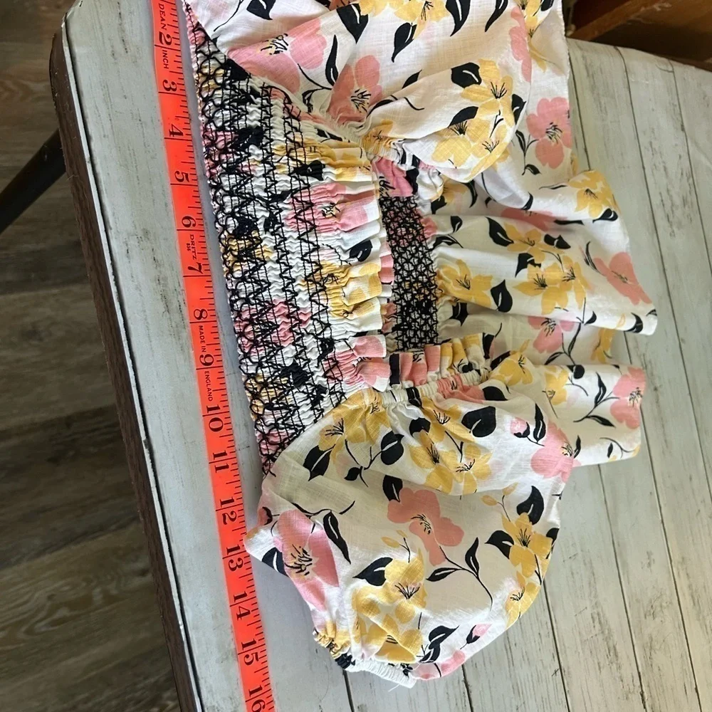Kate Spade Lily Blooms Puff-sleeve Top XS